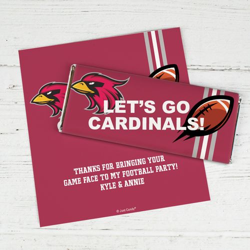 Personalized Football Party Chocolate Bar Wrapper Only - Let's Go Cardinals