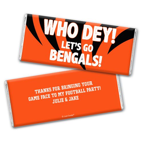 Personalized Football Party Chocolate Bar and Wrapper - Let's Go Bengals