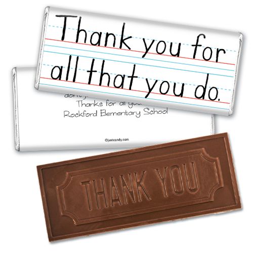 Handwritten Appreciation Thank you Embossed Chocolate Bar