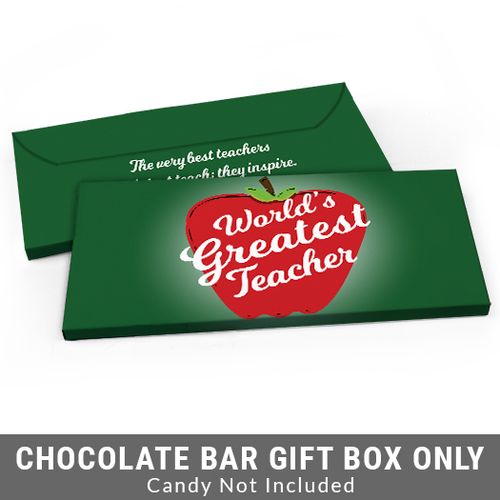Deluxe Personalized World's Greatest Teacher Appreciation Candy Bar Favor Box