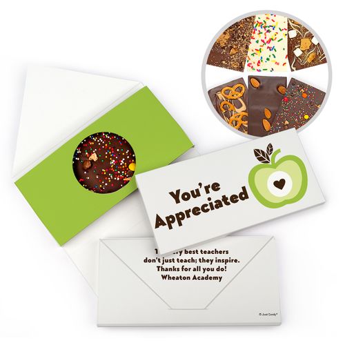 Personalized One Cool Apple Teacher Appreciation Gourmet Infused Belgian Chocolate Bars (3.5oz)