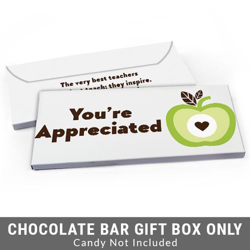 Deluxe Personalized One Cool Apple Teacher Appreciation Candy Bar Favor Box
