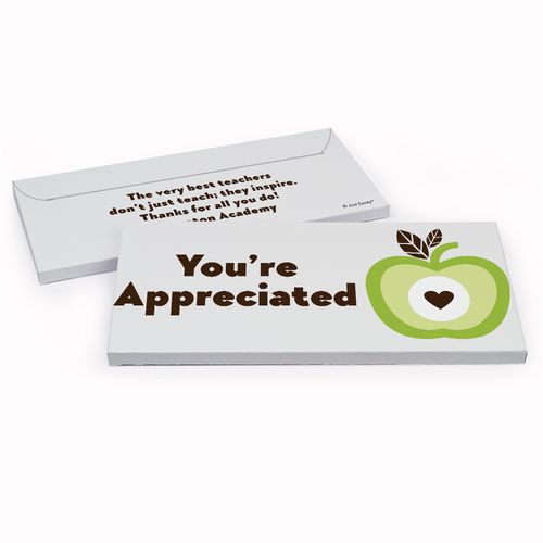Deluxe Personalized One Cool Apple Teacher Appreciation Chocolate Bar in Gift Box