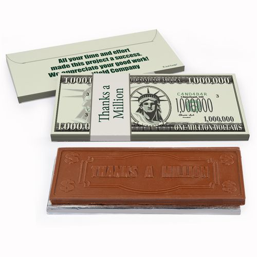 Deluxe Personalized Thanks A Million Business Thank You Chocolate Bar in Gift Box