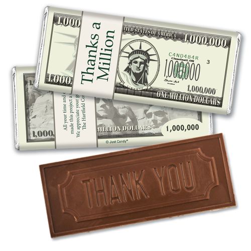 Thanks a MillionEmbossed Thank You Bar Personalized Embossed Chocolate Bar Assembled