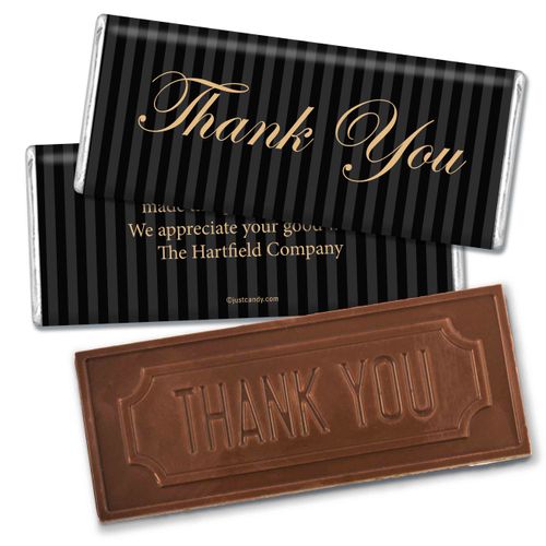 Pinstripe Thank YouEmbossed Thank You Bar Personalized Embossed Chocolate Bar Assembled