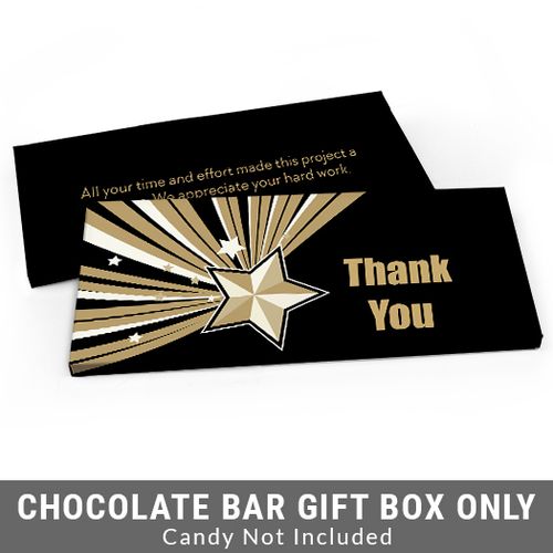 Deluxe Personalized Gold Star Business Thank You Candy Bar Favor Box