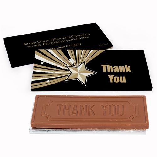 Deluxe Personalized Gold Star Business Thank You Chocolate Bar in Gift Box