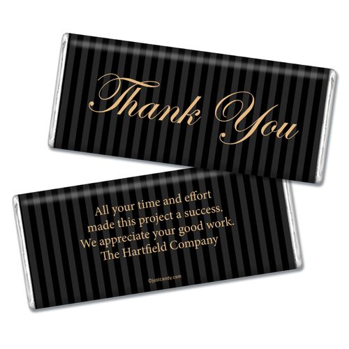 Pinstripe Thank You Personalized Hershey's Bar Assembled