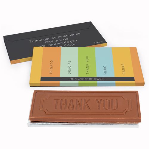 Deluxe Personalized Multi Language Business Thank You Chocolate Bar in Gift Box