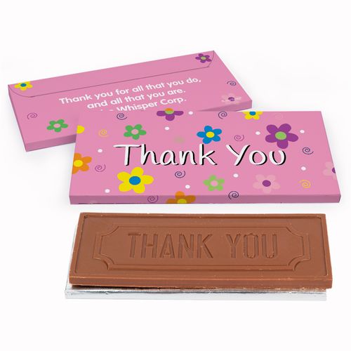 Deluxe Personalized Flowers Business Thank You Chocolate Bar in Gift Box