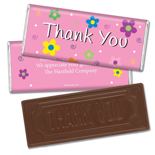 Thank You Personalized Embossed Chocolate Bar Daisies