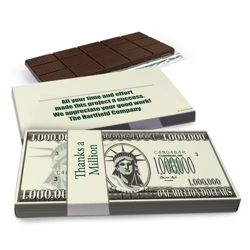 Deluxe Personalized Thanks a Million Belgian Chocolate Bar in Gift Box (3oz Bar)