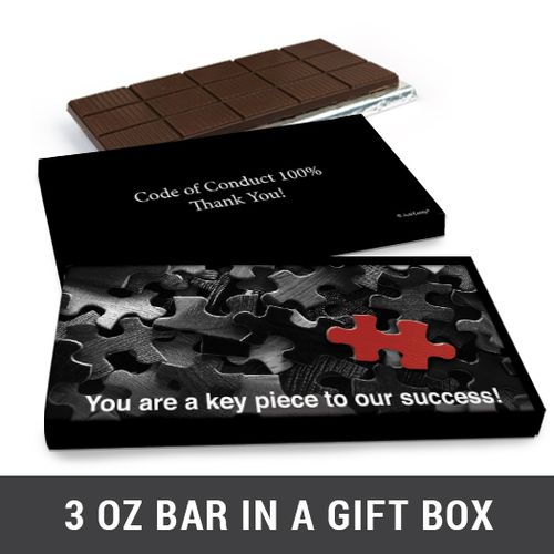 Deluxe Personalized Puzzle Key Piece Business Belgian Chocolate Bar in Gift Box (3oz Bar)