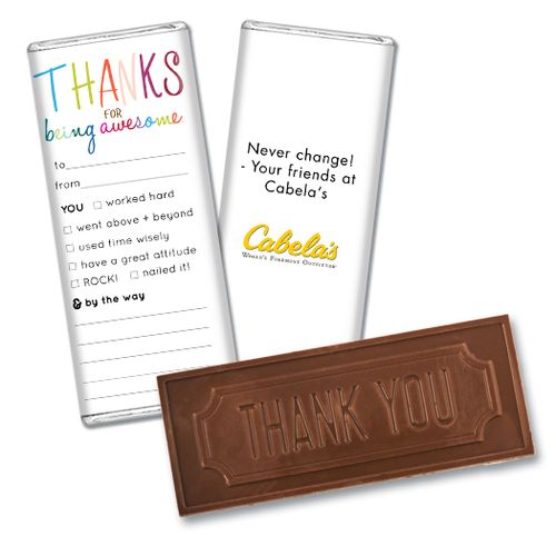 Personalized Embossed Chocolate Bar & Wrapper - Thank You For Being Awesome