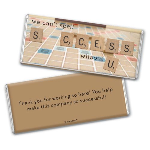 Personalized Chocolate Bar & Wrapper - Thank You Scrabble Success