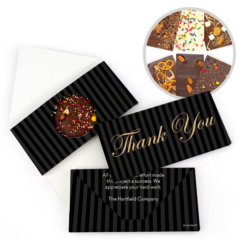 Personalized Pinstripes Thank You Gourmet Infused Belgian Chocolate Bars (3.5oz)