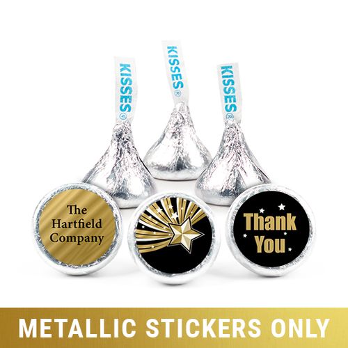 Personalized 3/4" Stickers - Metallic Thank You Shining Star (108 Stickers)