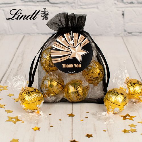 Personalized Thank you Lindt Truffle Organza Bag- Stars
