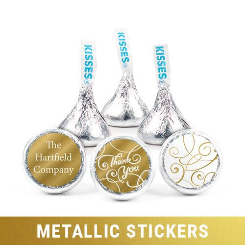 Personalized Hershey's Kisses - Metallic Thank You Swirls
