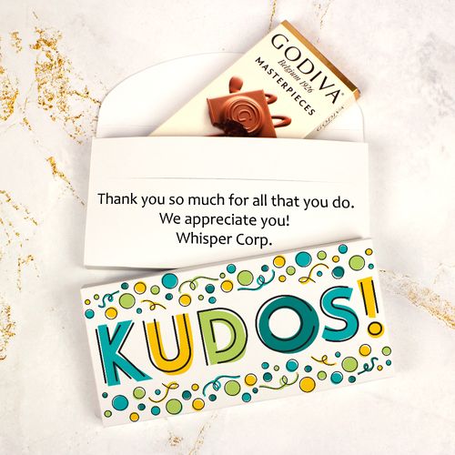 Deluxe Personalized Business Kudos Godiva Chocolate Bar in Gift Box