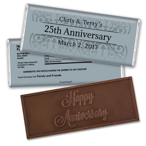 Anniversary Personalized Embossed Chocolate Bar Golden 50th Fleur de Lis Gilded