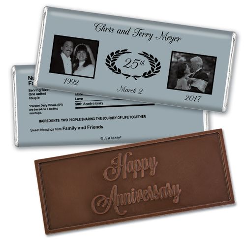 Gilded AnniversaryEmbossed Happy Anniversary Bar Personalized Embossed Chocolate Bar Assembled