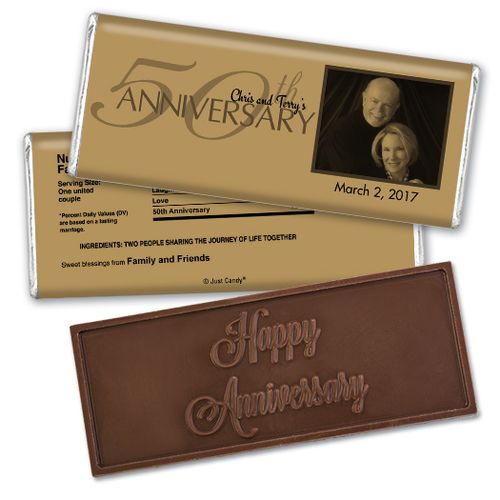 Simple PhotoEmbossed Happy Anniversary Bar Personalized Embossed Chocolate Bar Assembled