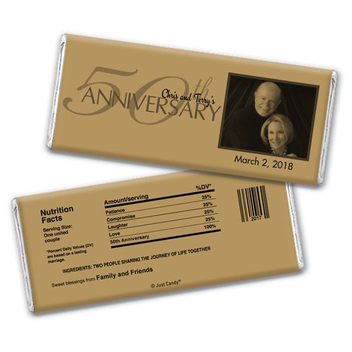 Simple Photo Anniversary Favors Personalized Candy Bar - Wrapper Only