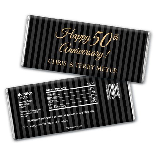 Party Pinstripes Anniversary Favors Personalized Hershey's Bar Assembled