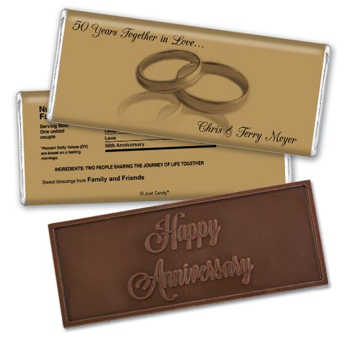 Anniversary Personalized Embossed Chocolate Bar Rings