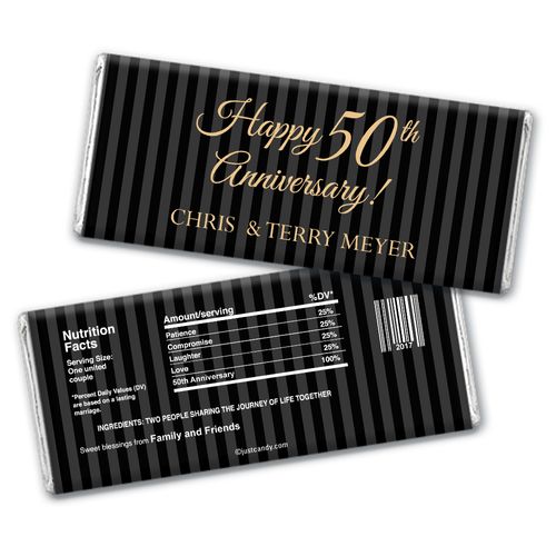 Anniversary Personalized Chocolate Bar Wrappers Pinstripe
