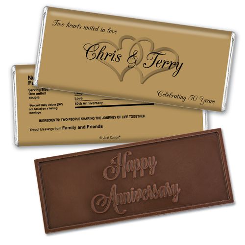 Anniversary Party Favors Personalized Embossed Chocolate Bar Chocolate & Wrapper Always My One Anniversary Favors