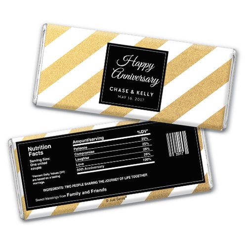 Personalized Chocolate Bar Shimmering Stripes Anniversary Favors