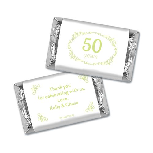 Anniversary Party Favors Personalized Hershey's Miniatures Wrappers Green Swirls 50th Anniversary Chocolate Favor