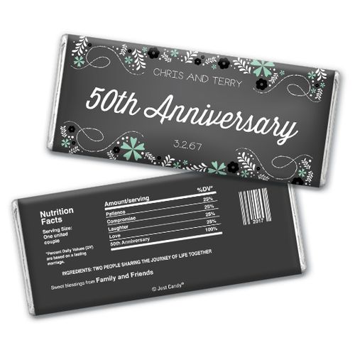 Anniversary Personalized Chocolate Bar Flowers & Scrolls
