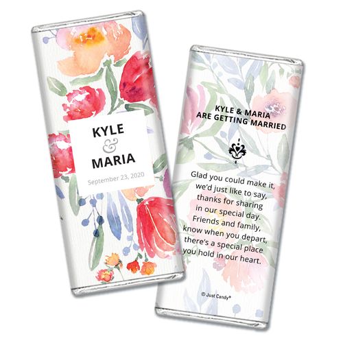 Personalized Chocolate Bar Wrappers Watercolor Flowers Wedding Favors
