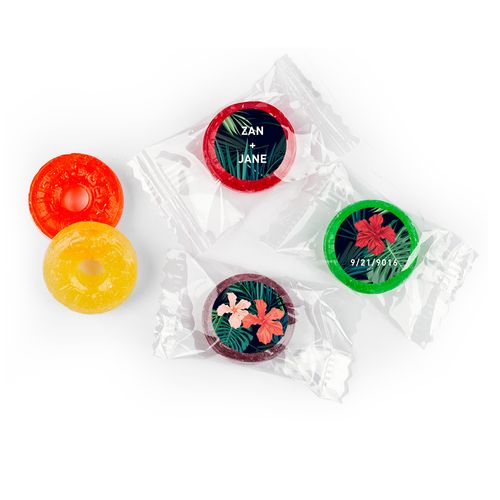 Personalized 5 Flavor Hard Candy Tropical Flowers Wedding Favors