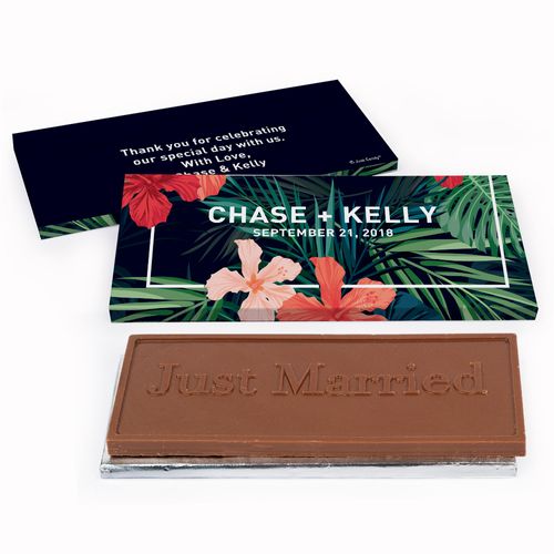 Deluxe Personalized Tropics Wedding Chocolate Bar in Gift Box