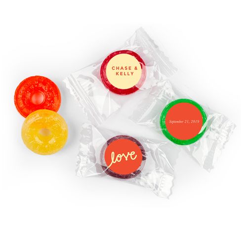 Personalized 5 Flavor Hard Candy Script Love Wedding Favors