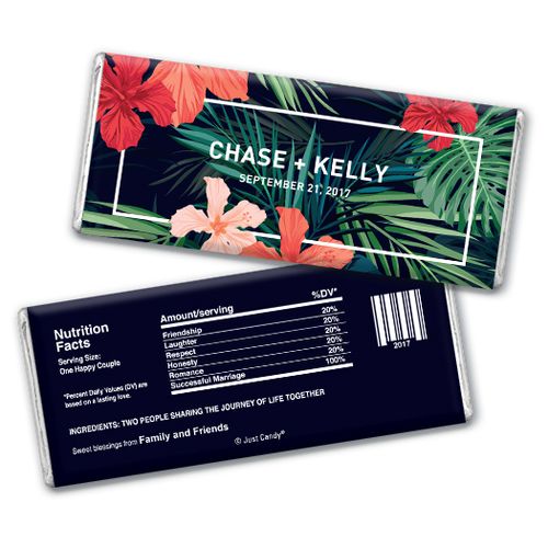Personalized Chocolate Bar Tropical Flowers Wedding Favors