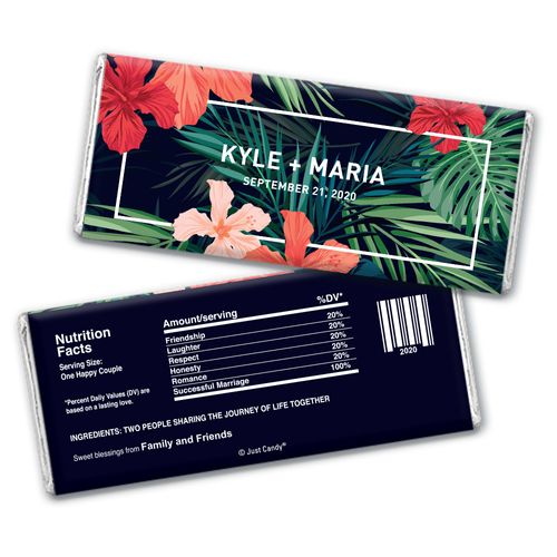 Personalized Chocolate Bar Wrappers Tropical Flowers Wedding Favors