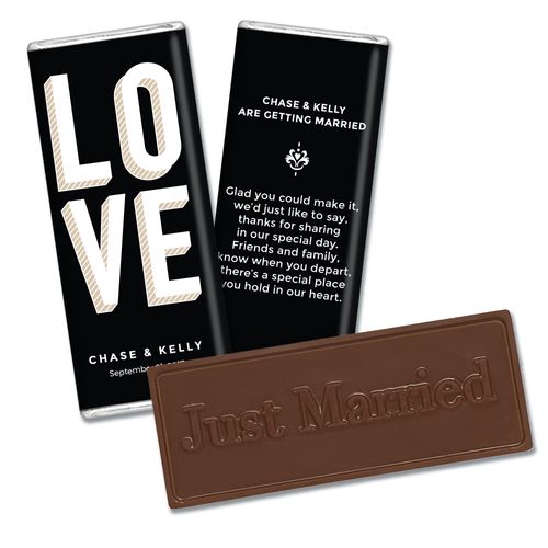 Embossed Just Married Bold Love Wedding Favors