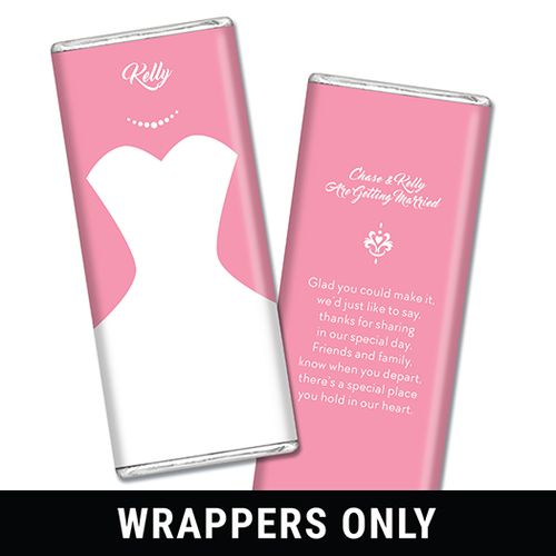 Personalized Chocolate Bar Wrappers Bride's Dress Wedding Favors