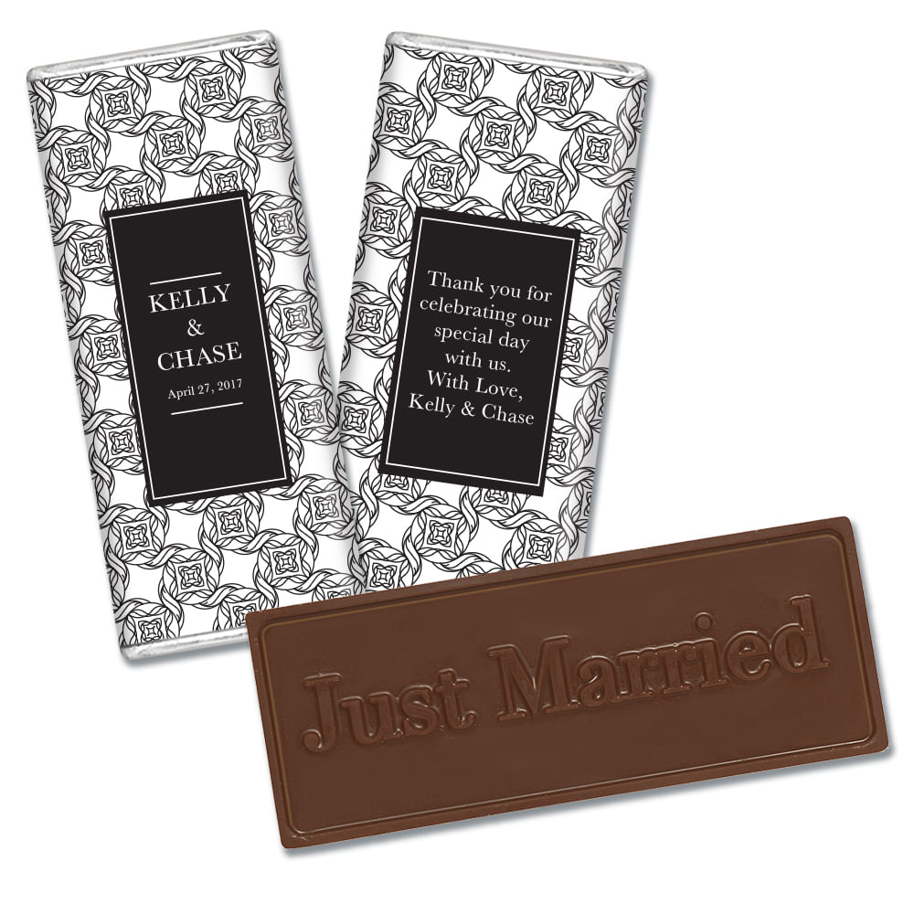 Embossed Just Married Love Knots Wedding Favors