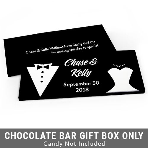 Deluxe Personalized Bride & Groom Wedding Candy Bar Favor Box