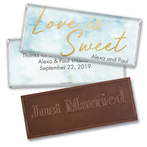 Personalized Wedding Love is Sweet Marble Embossed Chocolate Bar