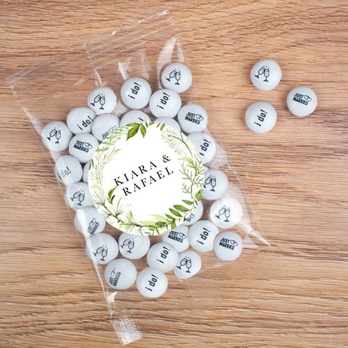 Personalized Wedding Candy Bag with JC Chocolate Minis - Botanical Greenery