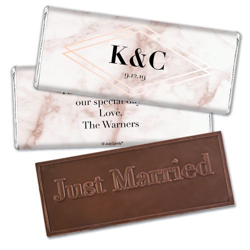 Personalized Wedding Geometric Marble Embossed Chocolate Bar & Wrapper