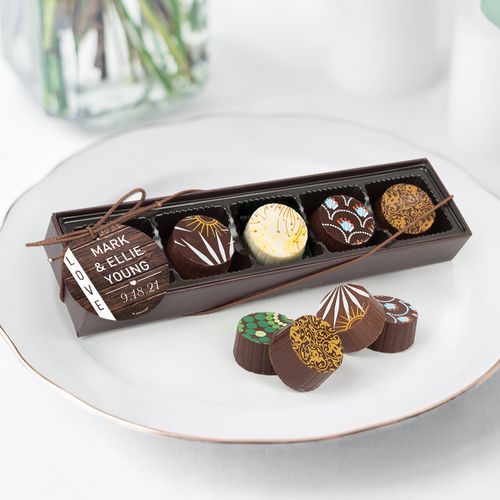 Personalized Wedding Rustic Love Gourmet Chocolate Truffle Gift Box (5 Truffles)
